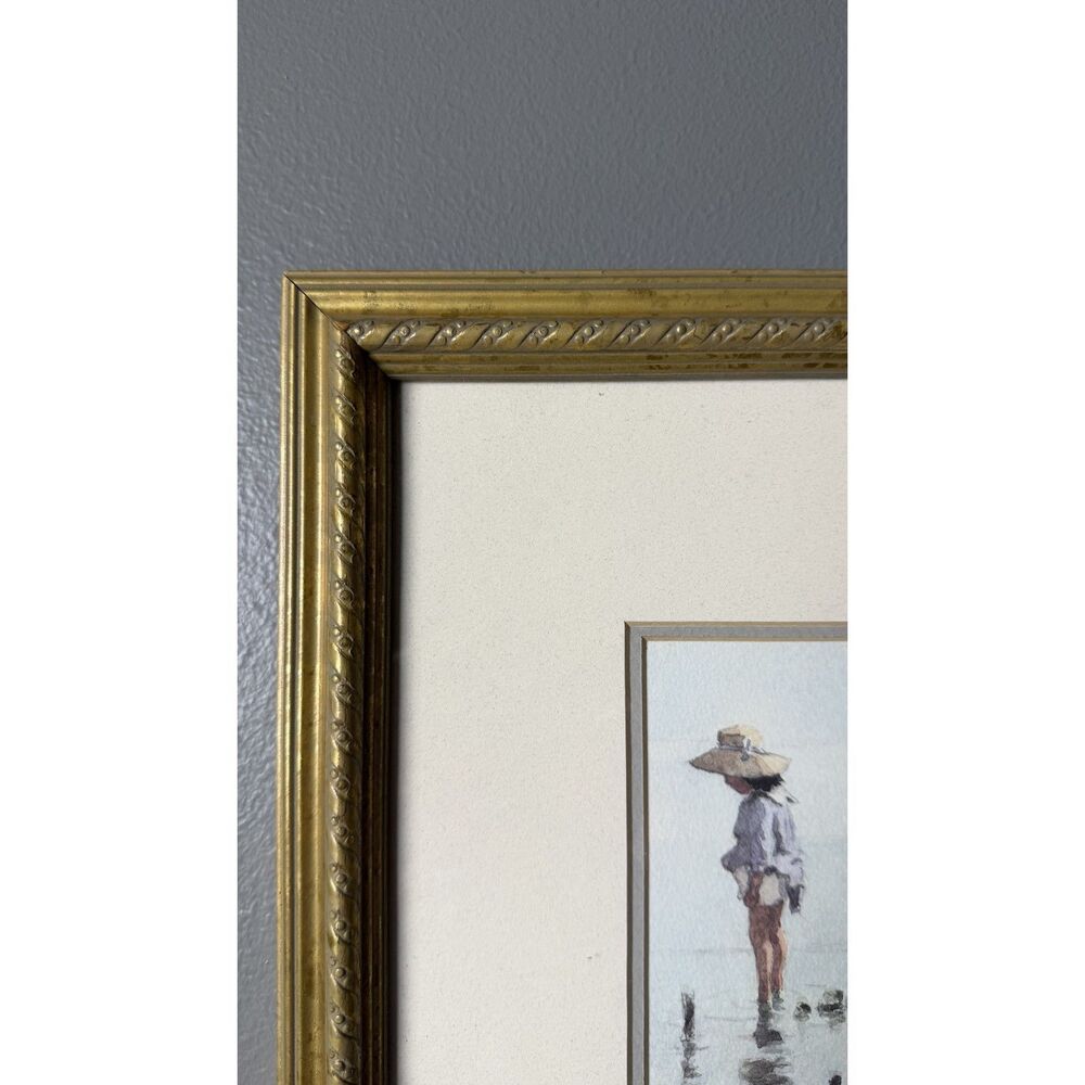 Vintage Coastal Beach Children Framed Art Print Nursery Decor 12"x14" - Picture 7 of 12